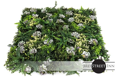 3rd Street Inn Greenery Panel - Artificial Hedge Wall - Fake Plant Wall Backdrop - Privacy Screen - Interlocking Panels - Indoor Outdoor Décor (12, Rainforest Mix) - color: Rainforest Succulent Mix