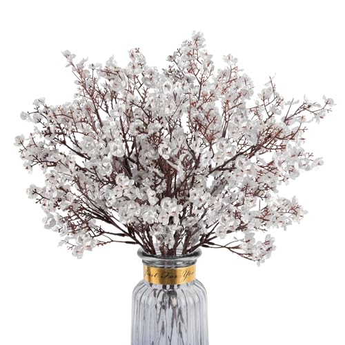 Babys Breath Artificial Flowers, 8 Bundles Real Touch Silvery Fake Flowers Silk Flowers Bulk for Vase Home Office Wedding Spring Christmas Indoor Outdoor Centerpiece Table Party Decorations - color: Silver, size: 8 Bundles