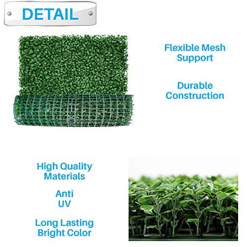 Patio Paradise 20"x20" (6PC) Artificial Grass Wall Panels Greenery Backdrop Faux Boxwood Hedge Fake Ivy Privacy Screen for Outdoor Wedding Décor Photography Background, Dark Milan - color: Dark Milan, size: 20"x20"