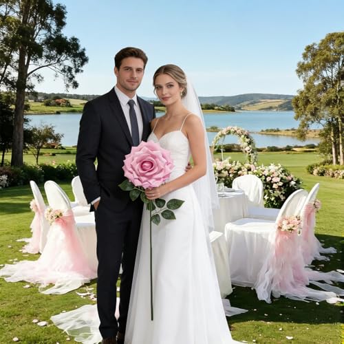 1PCS 45-inch Giant Red Rose for Decorative, Wedding Window Display Background Decoration Rose, Valentine's Day (Pink) - color: 02 Rose