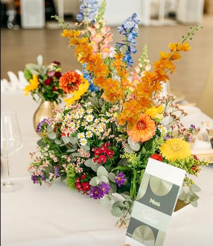 Orange Delphinium Artificial Flowers, 8PCS Long Stem Orange Artificial Flowers for Tall Vase 33.5" Larkspur Silk Flowers with Stems for Wedding Centerpieces Home Table Decor - color: Orange