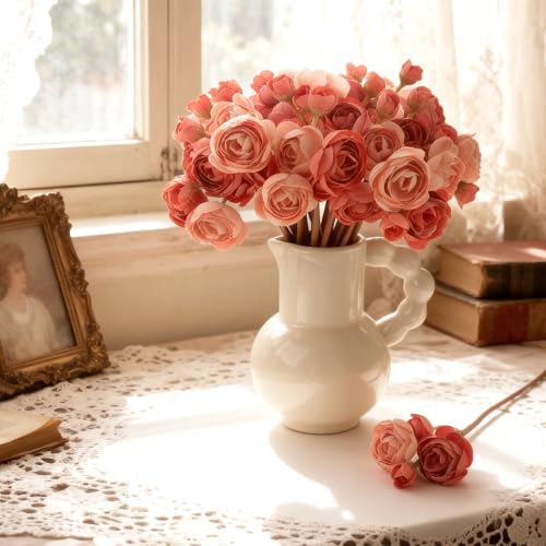 24 Stems Artificial Ranunculus Flowers - 96 Bloom Faux Silk Ranunculus Bouquet for Wedding Decorations, Home Décor, Holiday Arrangements & Large Event Centerpieces (Mixed Deep Pink) - color: Mixed Deep Pink