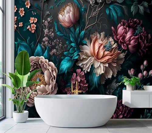 Cliouar-Peony Flowers Mural Wallpaper Peel and Stick 137" x 102"