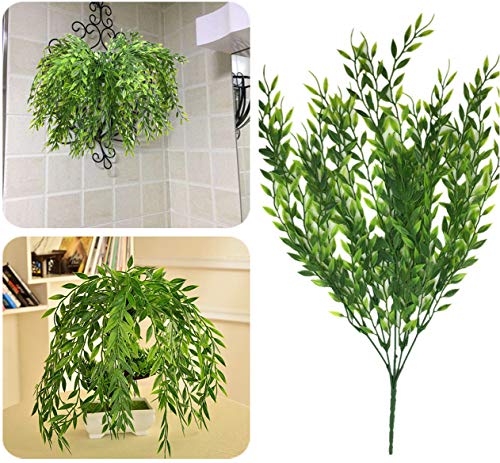 CATTREE Artificial Weeping Willow, Plastic Plants Greenery Leaves Fake Hanging Vine Faux Ivy Garland UV Resistant for Indoor Outdoor Garden Baskets Wedding Party Table Decor Decoration 4 Pack - color: Weeping Willow-4 Pcs