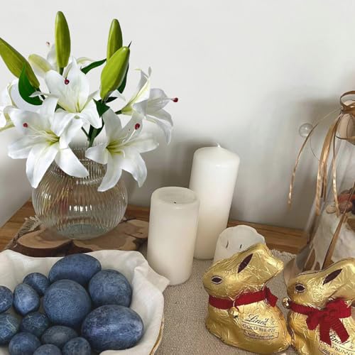 YalzoneMet 2 Pcs White Stargazer Lily Artificial Flowers for Decoration, 28 inch Long Stems Real Touch latex Fake Flowers, Faux Silk Easter Lily for Spring Indoor Home Office Wedding Table Centerpiece - color: White