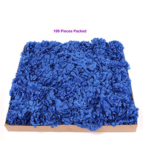 Larksilk 500 Pack Royal Blue Carnations Artificial Flowers, Silk Heads | Bulk 500 royal blue silk carnation heads on 5in wired stems for wedding centerpieces, bouquets, arches & DIY crafts - color: Royal, size: 500