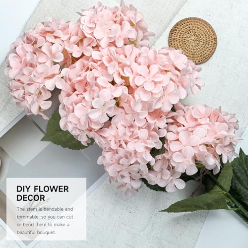 6 PCS Artificial Hydrangea Flowers, Faux Silk Hydrangea with Long Stems, Home Wedding Decor, Table Centerpieces, Party Decorations(Light Pink) - color: Light Pink