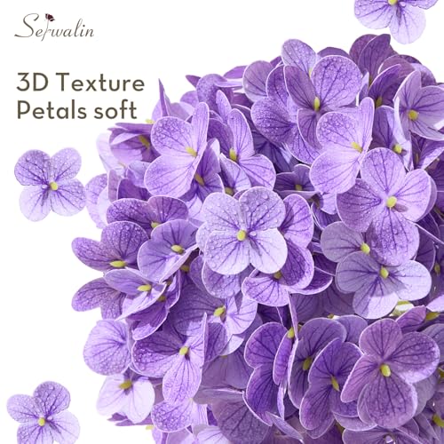 Serwalin 5PCS Real Touch Hydrangea Artificial Flowers with Long Stems,20in Purple Latex Large Lifelike Faux Hydrangea Flowers for Family Table Office Wedding Party Arrangements Decor - color: Purple, size: 5PCS