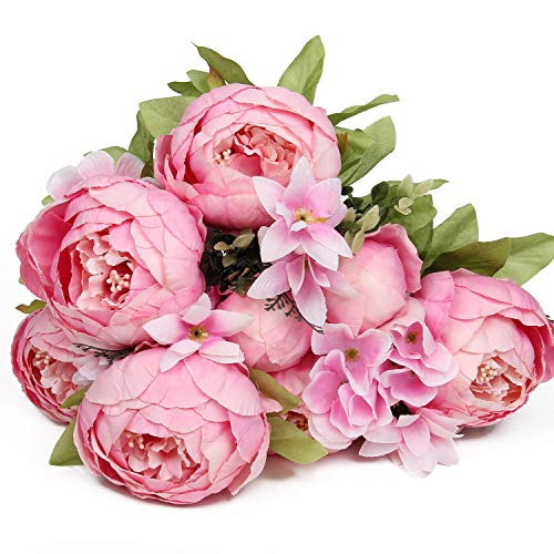 Silk Peony Bouquet Vintage Artificial Peonies Flower for Home Wedding Party Decor (1pcs, New Spring Rose Pink) - color: New Spring Rose Pink