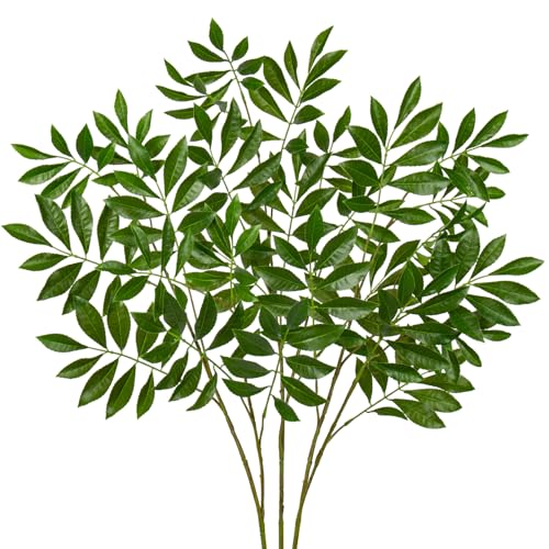 Hollyone 3PCS Artificial Greenery Stems Faux Branches for Vase 37.4 Inch Tall Fake Chestnut Leaves Branches Plants Leaf Bushes for Floral Arrangement Vase Bouquets Party Wedding Wall Home Decor Green - color: Chestnut - Green