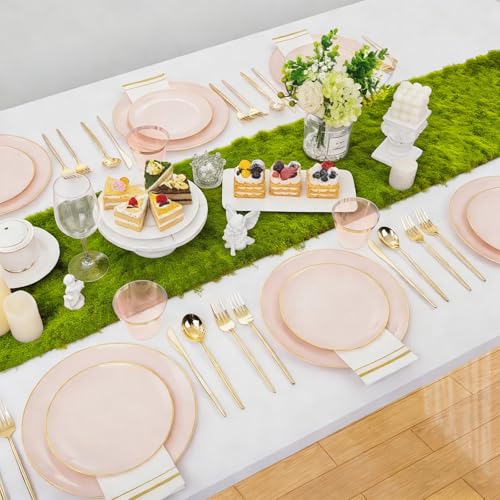 1 Pcs Fake Moss Table Runner for Crafts 11.81×78.74inch Artificial Moss Sheet Roll Waterproof Carpet Blanket for Wall Roof Garden Wedding Birthday Party Table Decoration 0.3×2m