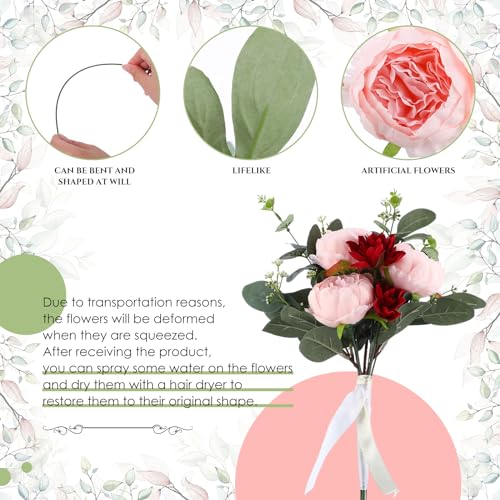 Zeyune 50pcs Artificial Peonies Flowers 4'' Fake Peonies DIY Craft Silk Flower Bulk for Home Wedding Bridal Bouquet Birthday Dining Room Table Centerpieces Backdrop Party Decor(Pink) - color: Pink
