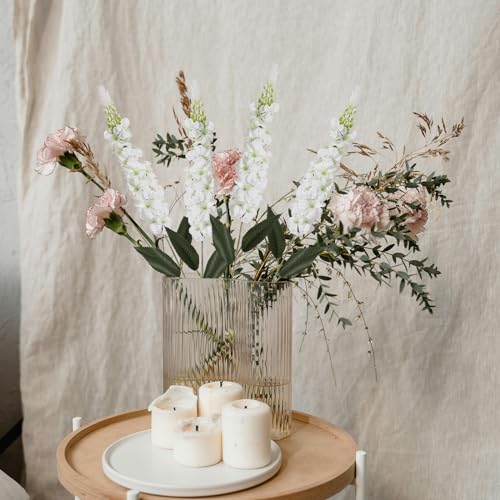 IPOPU 8PCS White Snapdragon Artificial Flowers Delphinium Artificial Silk Flowers Long Stem Hyacinth Fake Flowers for Wedding Home Outdoor Party Floral Arrangement Centerpiece Table Decoration (White) - color: White