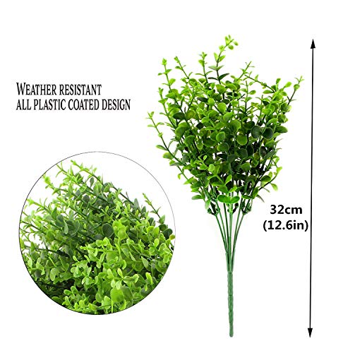 Artificial Shrubs, Plastic Plants Eucalyptus Leaves Greenery Grass Simulation Fake Bushes Outdoor Indoor Home Garden Verandah Kitchen Parterre Table Centerpieces Arrangements Decoration 8pcs - color: Eucalyptus Leaves / 8pcs