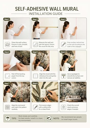 Cliouar-Peony Flowers Mural Wallpaper Peel and Stick 137" x 102"