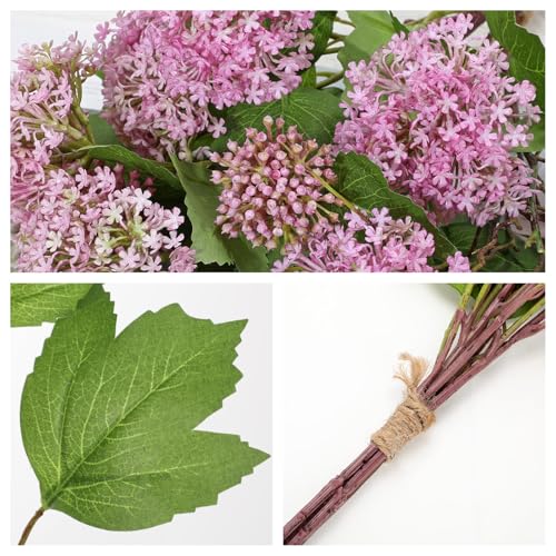 DILATATA Faux Hydrangea Flowers 19" Purple Artificial Hydrangea Spray with 9 Flower Heads, 4Pack Faux Hydrangeas Plastic Flowers Fake Hydrangeas for Indoor Outdoor Wedding Table Centerpieces Decor - color: Purple #5
