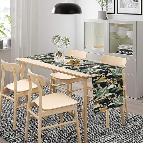 Cranes Table Runner, Japanese Cherry Blossoms Print Asia Oriental Theme Table Runner for Home Party Dining Banquet 13x36in - color: Crane-2, size: 13x36in