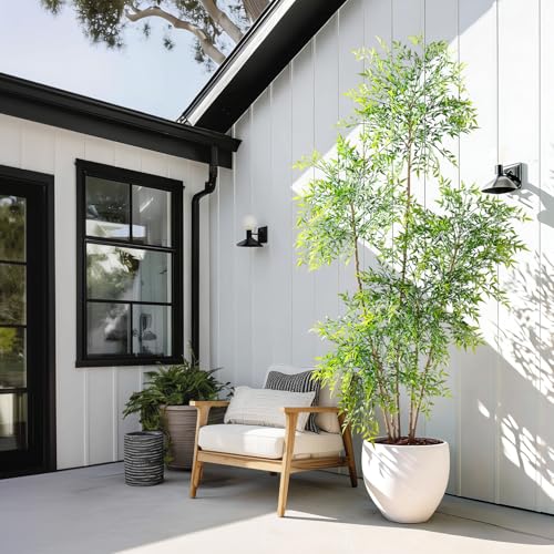 Large Faux Bamboo Plant Big Fake Nandina Trees Plastic plantas Indoor Outdoor Realistic Floor Plants Artificial Tree for Home Living Room Corner Office Patio Porch Bonsai Decor Housewarming Gift - color: Green, size: 7ft 2in