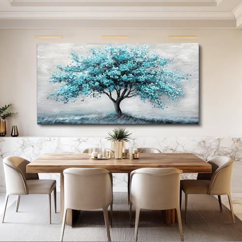 ZUITINGHUA Canvas Wall Art For Living Room Large Wall Decor For Office Bedroom Decorations Teal Tree Landscape Pictures Abstract Painting Artwork Room Wall Mural Aesthetic Home Decor 30x60 In - color: Teal Abstract Tree, size: 60"L x 30"W