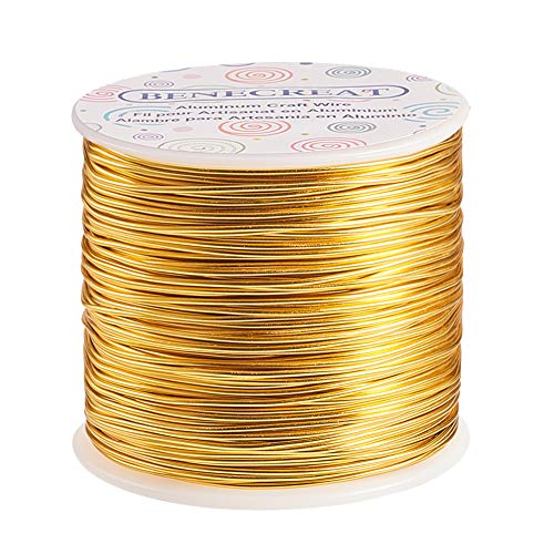 BENECREAT 12 17 18 Gauge Aluminum Wire (17 Gauge,380FT) Anodized Jewelry Craft Making Beading Floral Colored Aluminum Craft Wire - Gold - color: Light Gold, size: 17 Gauge