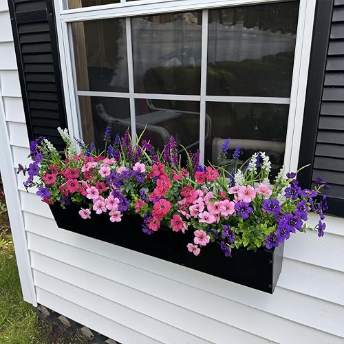 Artificial Flowers for Outdoors Fake Plants Fake Silk Flowers - 12 Bundles Faux Outside Greenery No Fade Plastic Shrubs Home Decor in Spring Summer Farmhouse Garden (Mixed-12Pcs-A)