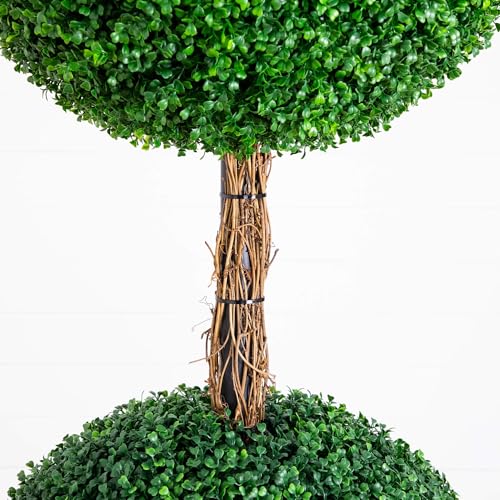 Nearly Natural 8ft UV Resistant Artificial Triple Ball Boxwood Topiary Tree Indoor/Outdoor - size: 8ft