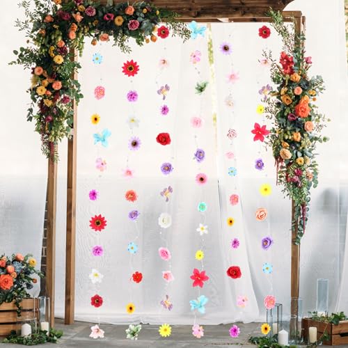 Giegxin 5 Pcs 21 ft Wildflower Garlands Hanging Flowers Decoration Artificial Floral Floating Wall Backdrop Pearl Chain from Ceiling for Home Garden Birthday Wedding Party Bridal(Multicolor Flower)