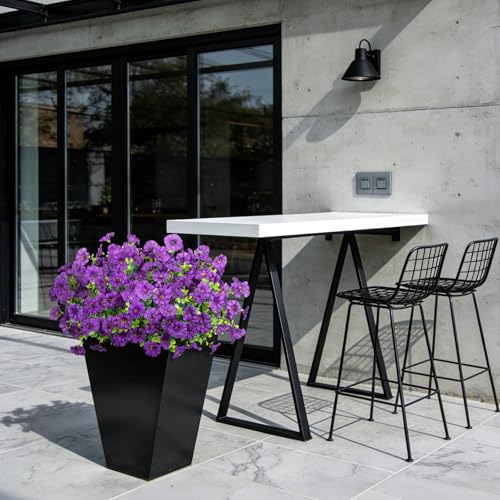 ADXORA 12 Bundles Morning Glory Artificial Flowers for Outdoor Decoration UV Resistant Fake Plastic Plants Artificial Greenery for Indoor Outdoor Garden Patio Window Box Home Decor - color: Dark Purple