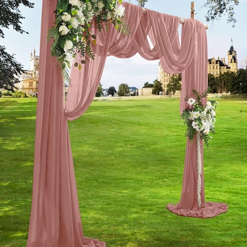 VACVELT Wedding Arch Draping Fabric Dusty Rose Chiffon, 1 Panel Sheer Drapes 30 Inch x 20ft Chiffon Backdrop Curtain Decor, Outdoor Sheer Drapery for Ceremony Party Ceiling - color: Dusty Rose, size: 1 Panel
