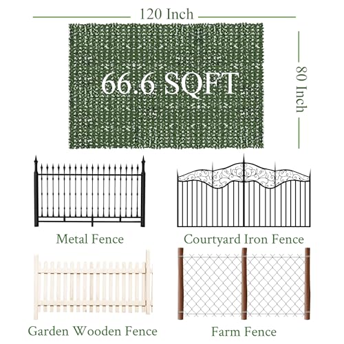 Artificial Ivy Privacy Fence Screen: 80 "x 120" (67 Sqft) Anti-Ultraviolet Artificial Hedge Grass Wall, Used for Indoor and Outdoor Green Background, Garden Greening Decoration - color: Ivy vines, size: 80"x120"