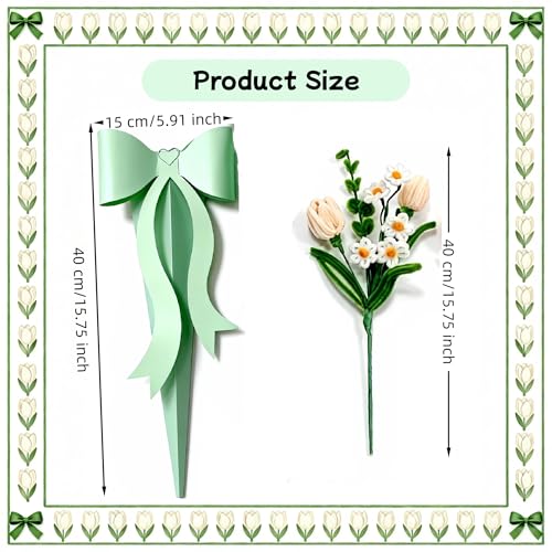 2PCS Valentines Day Gifts Chenille Stem Tulip Bouquet, 2 Handmade Skin Tone Tulips with Bow Gift Box, Artificial Flowers for Home Desk Decor, Mother‘s Day Valentine’s Birthday Gift - color: Tulip