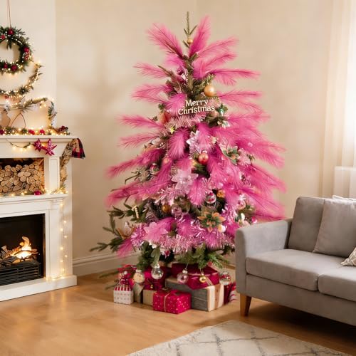 50pcs Hot Pink Pampas Grass 21.6 Inch Non-Shedding Faux Pampas for Vibrant Home Decor, Boho Wedding and Bold Color Vase Arrangements - color: Hot Pink