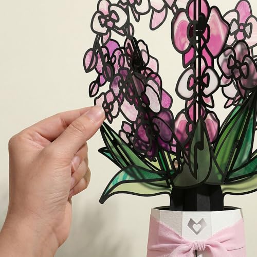 Lovepop Orchid Gleam Suncatcher Bouquet - 3D Pink Orchid Bouquet for Wife, Her, Mom, Aunt (Anniversary, Mother's Day, Birthday, Thank You) 12" - Blank Notecard & Envelope Included - color: Orchid Gleam Suncatcher Bouquet
