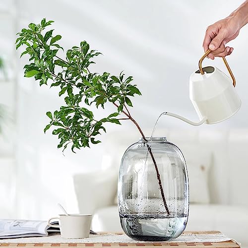 GeLive Smoked Glass Vase, Solid Colored Glass Vase, Clear Tabletop Vase, Flower Arrangement for Long Stem Branch Artificial Plant Home Indoor Centerpiece Decoration (Smoky Gray) - color: Smoky Gray