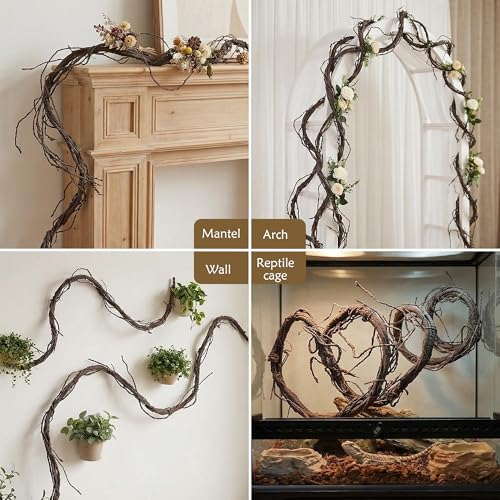 118" Flexible Large Artificial Fake Reptile Plants Tree Branches Twigs Cherry Blossom Liana Wall Hanging Wreath Trunk Stick Vines Garland Wedding Garden X'Mas Halloween Jungle Decoration - size: Large