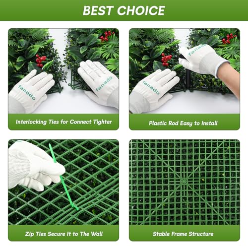 fanado Artificial Grass Wall Panels, 12 Pack 20"x20" UV-Anti Greenery Boxwood Panels, Privacy Green Wall Decor, Plant Hedge Fence Screen for Indoor Home Wedding Decor and Outdoor Backyard - color: Sarcandra Glabra, size: 20x20 in 12pcs