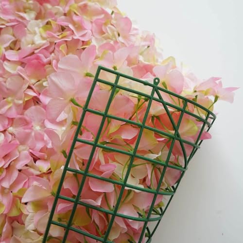 Tableclothsfactory 4 PCS Pink & Cream Silk Hydrangea Flower Mat Wall Wedding Event Decor for DIY Centerpiece Arrangement Party Decorations - color: Pink
