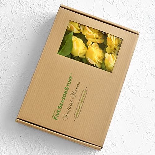 FiveSeasonStuff Fake Roses Wedding Flowers Real Touch Silk Apricot Orange Artificial Flowers 12 Stems - color: Apricot Orange