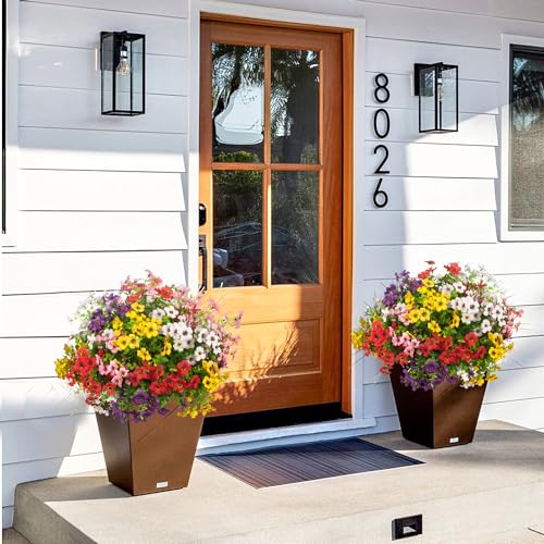 Grunyia 20 Bundles Artificial Flowers for Outdoors, UV Resistant Fake Plants Flowers Greenery Shrubs Plants for Decoration Outside Plants Hanging Planter Home Garden Decor - color: Mix
