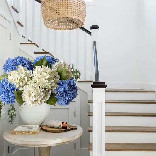 ZYTUYO 4 Pcs Royal Blue 20 inches Real Touch Hydrangea Artificial Flowers Boho Lifelike Real Looking Latex Hydrangeas Flower with Long Stem for Indoor Living Room Spring Home Decor Table Flower - color: Royal Blue