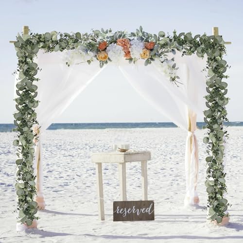 Dolicer 10 Packs 6FT Artificial Eucalyptus Garland, Faux Greenery Garland Hanging Fake Silver Dollar Eucalyptus Leaves Vines for Wedding Backdrop Arch Table Wall Party Home Decor - color: Grey Green, size: 10 Packs