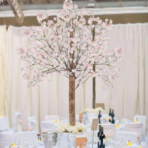 CISDUEO Cherry Blossom Branches Long Stem Artificial Flowers for Tall Vase Silk Flower Bulk White and Pink Plum Blossom Flowers for Indoor Home Decor Bedroom Floral Arrangement Table Centerpieces - color: White and Pink