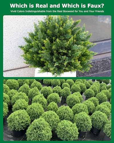27.6'' Artificial Cedar Topiary Trees with Spikes, Set of 2 Fake Pine Shrubs Bushes Plants UV Resistant Evergreen Faux Cypress Tree for Planter Front Porch Outdoor Spring Decor Pot Fillers - size: 27.6inch-cedar
