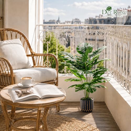Der Rose 28'' Fake Plants Tall Artificial Monstera Faux Plants Indoor Outdoor Tree for Living Room Home House Decor - size: 28"-Monstera