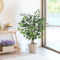 Artificial Ficus Tree 4ft, Artificial Plants Indoor with Realistic Leaves & Trunk, Fake Plants for Home Office Living Room Decor. - style: 4ft
