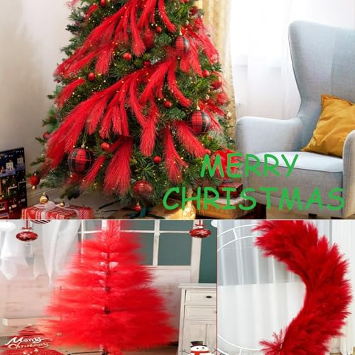 30pcs 22" Red Pampas Grass - Faux Pampas Grass Decor Pompas Floral Arrangement and Vase Filler for Boho Home Wedding Mothers Day Decoration - color: Red, size: 30pcs