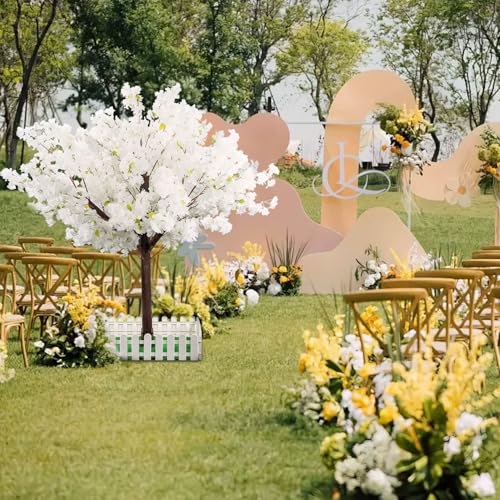 Artificial Cherry Blossom Tree - Handmade White Fake Cherry Blossom Tree Centerpieces for Wedding Party Christmas Garden Indoor & Outdoor - color: White, size: 5 FT