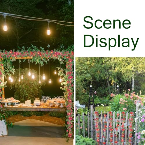 2 Pcs Silk Wildflower Garland Spring Daisies Flowers Garland Outdoor Rose Red Artificial Daisy Flowers and Leaves Faux Floral Vine for Mantle Baby Shower Wedding Arch Front Porch Staircase Decor - color: Rose Red