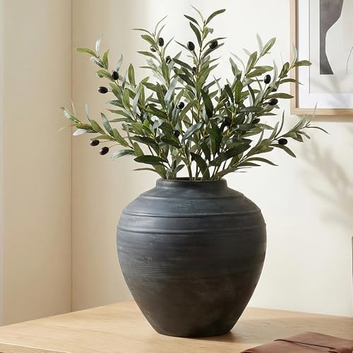 11" Blue Ceramic Vase, Rustic Farmhouse Living Room Home Decor | Artisan Handcrafted Large Ceramic Vase - size: 11Inch