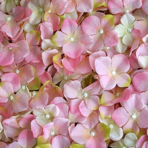 Tableclothsfactory 4 PCS Pink & Cream Silk Hydrangea Flower Mat Wall Wedding Event Decor for DIY Centerpiece Arrangement Party Decorations - color: Pink